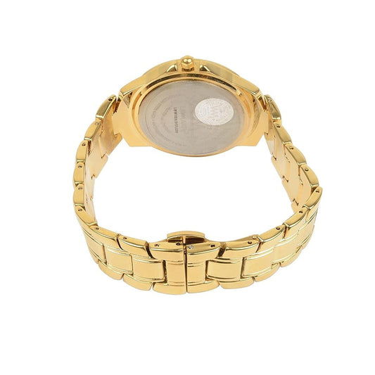 Women's Gold Bling, Green Dial, Gold Diamond studded Solid Link Bracelet Watch LWW118A