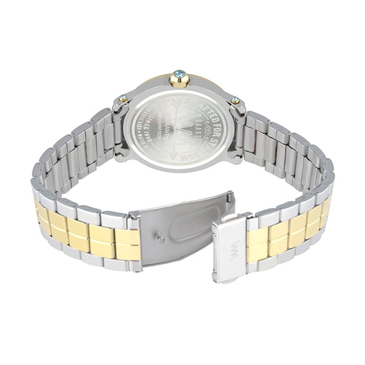 Women All Stainless Steel Gold Two Tone, Blue Shimmer Dial, Two Tone Gold Silver Stainless Steel Bracelet Watch LWWI103E