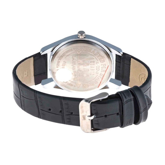 Men Silver Case, Grey Dial, Black Croco Leather Strap Watch LWI15D