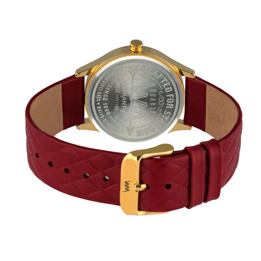Women's Gold Case, Red Dial, Red Leather Strap Watch LWW116A