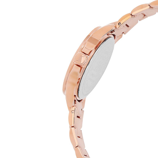 Women's Rose Gold Bling, Blue Dial, Rose Gold Diamond studded Solid Link Bracelet Watch LWWI106E