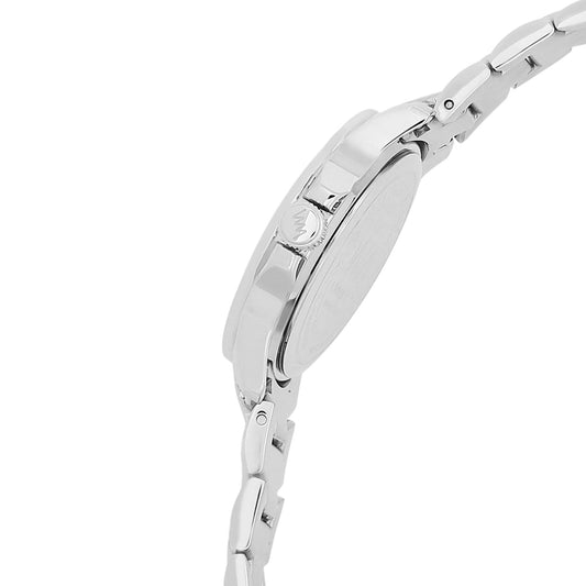 Women's Silver Bling, Blue Dial, Silver Diamond studded Solid Link Bracelet Watch LWWI106C