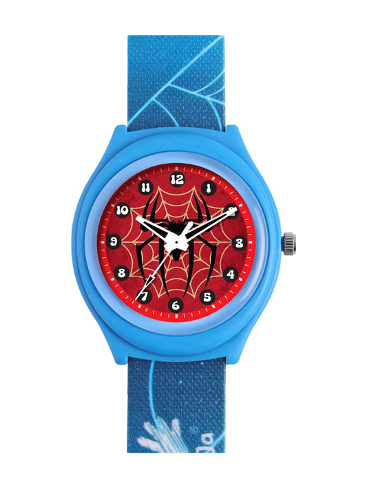 Kids’ Blue Spider Web Theme Analog Watch with Silicone Strap - JJ217