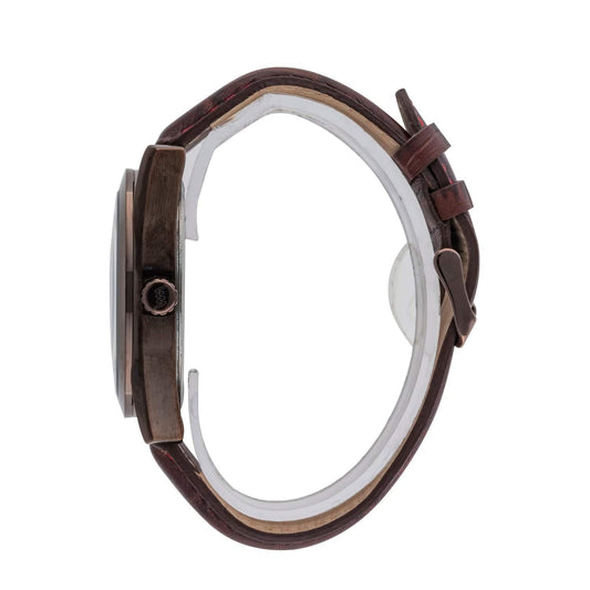 Men Brown Case, White Dial with Date Display, Brown Croco Leather Strap LWM113L