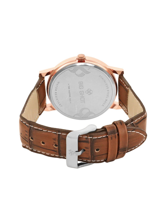 Men's Croco Brown Leather Strap Watch BSM001D