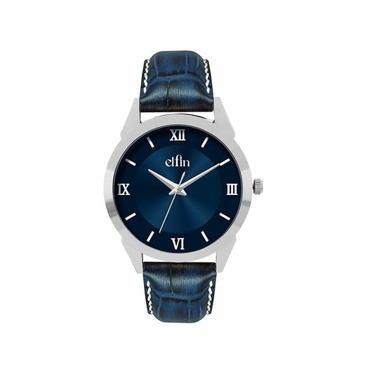 Blue Analog Blue Croco Leather Strap Watch for Men ELFM002A
