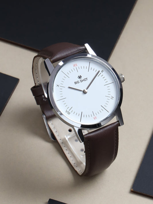 Men's Brown Leather Strap Watch BSM002A