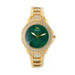 Women's Gold Bling, Green Dial, Gold Diamond studded Solid Link Bracelet Watch LWW118A