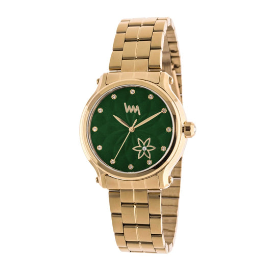 Women's All Stainless steel Rose Gold, Green Dial with Rose Gold Silver Stainless Steel Bracelet Watch LWWI105B