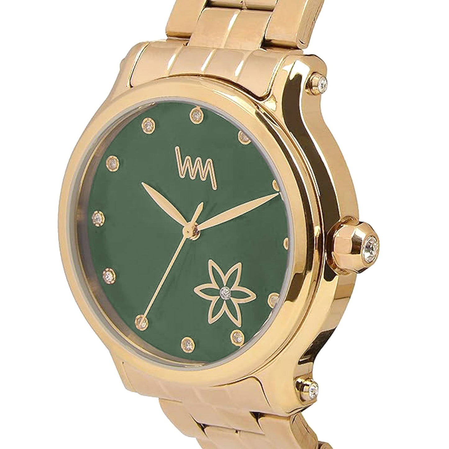 Women's All Stainless steel Rose Gold, Green Dial with Rose Gold Silver Stainless Steel Bracelet Watch LWWI105B