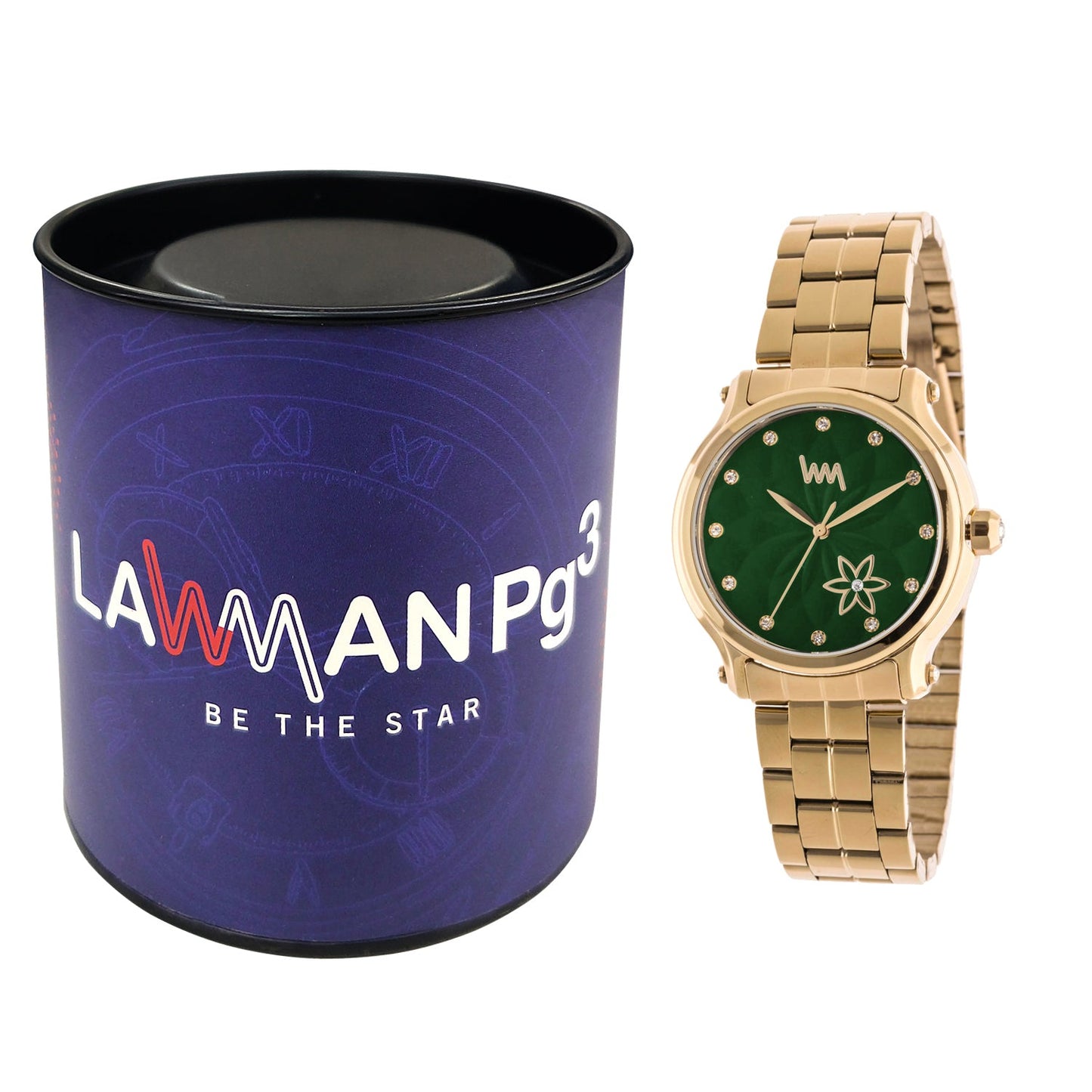 Women's All Stainless steel Rose Gold, Green Dial with Rose Gold Silver Stainless Steel Bracelet Watch LWWI105B