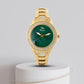 Women's Gold Bling, Green Dial, Gold Diamond studded Solid Link Bracelet Watch LWW118A