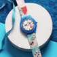 Kids’ White Dial Analog Watch with Cartoon Silicone Strap & Blue Case - JJ219