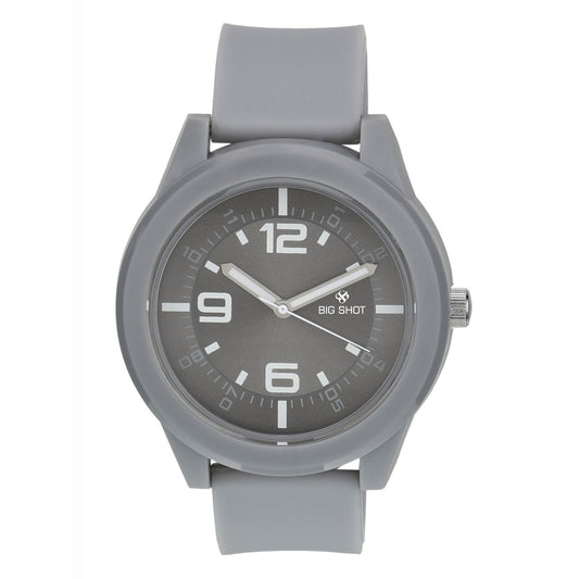 Men’s Grey Analog Watch with Bold Dial & Silicone Strap - BSM021B