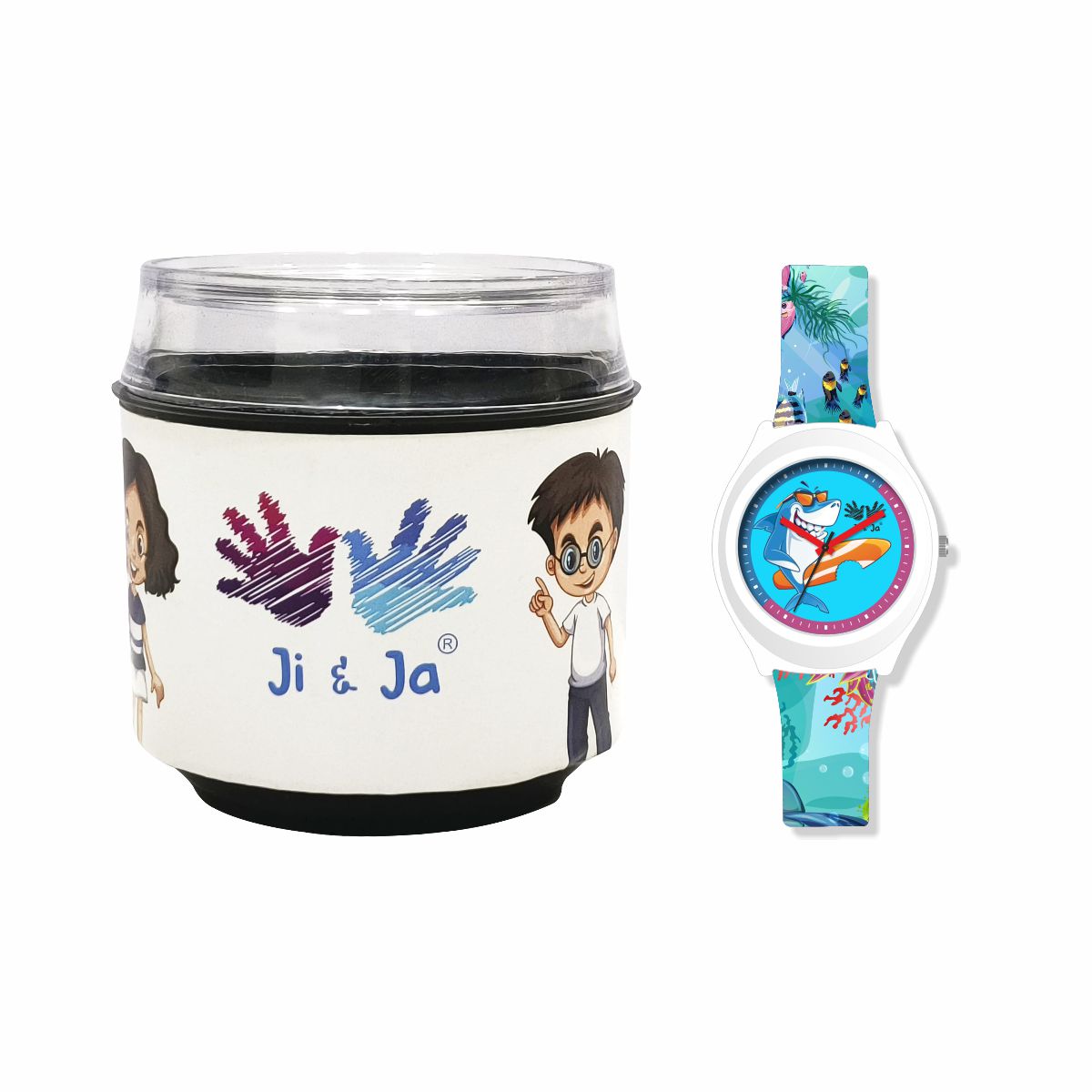 Kids Analog Watch Baby Shark Theme Ocean Print Strap Blue Dial with Baby Shark