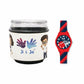 Kids Analog Watch Basket Ball Print Strap with Red Dial, Basket Ball Print