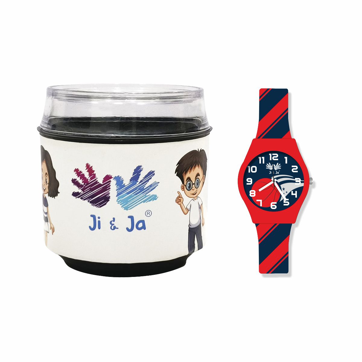 Kids Analog Watch Basket Ball Print Strap with Red Dial, Basket Ball Print