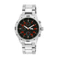 Men Multifunctional Silver Case, Black & Red Dial with Silver Stainless Steel Bracelet Watch LWM010002M