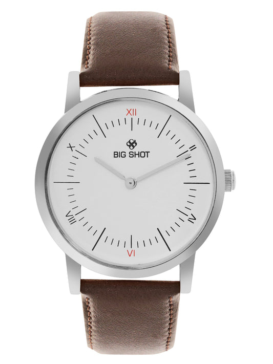 Men's Brown Leather Strap Watch BSM002A