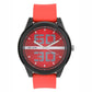 Men’s Bold Red Dial Analog Watch with Black Case & Red Strap - BSM020D