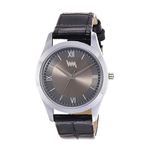 Men Silver Case, Grey Dial, Black Croco Leather Strap Watch LWI15D