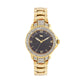 Women's Gold Bling, Grey Dial, Gold Diamond studded Solid Link Bracelet Watch LWW111A