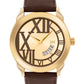 Men's Gold Brown Leather Strap Date Watch KLMO80I