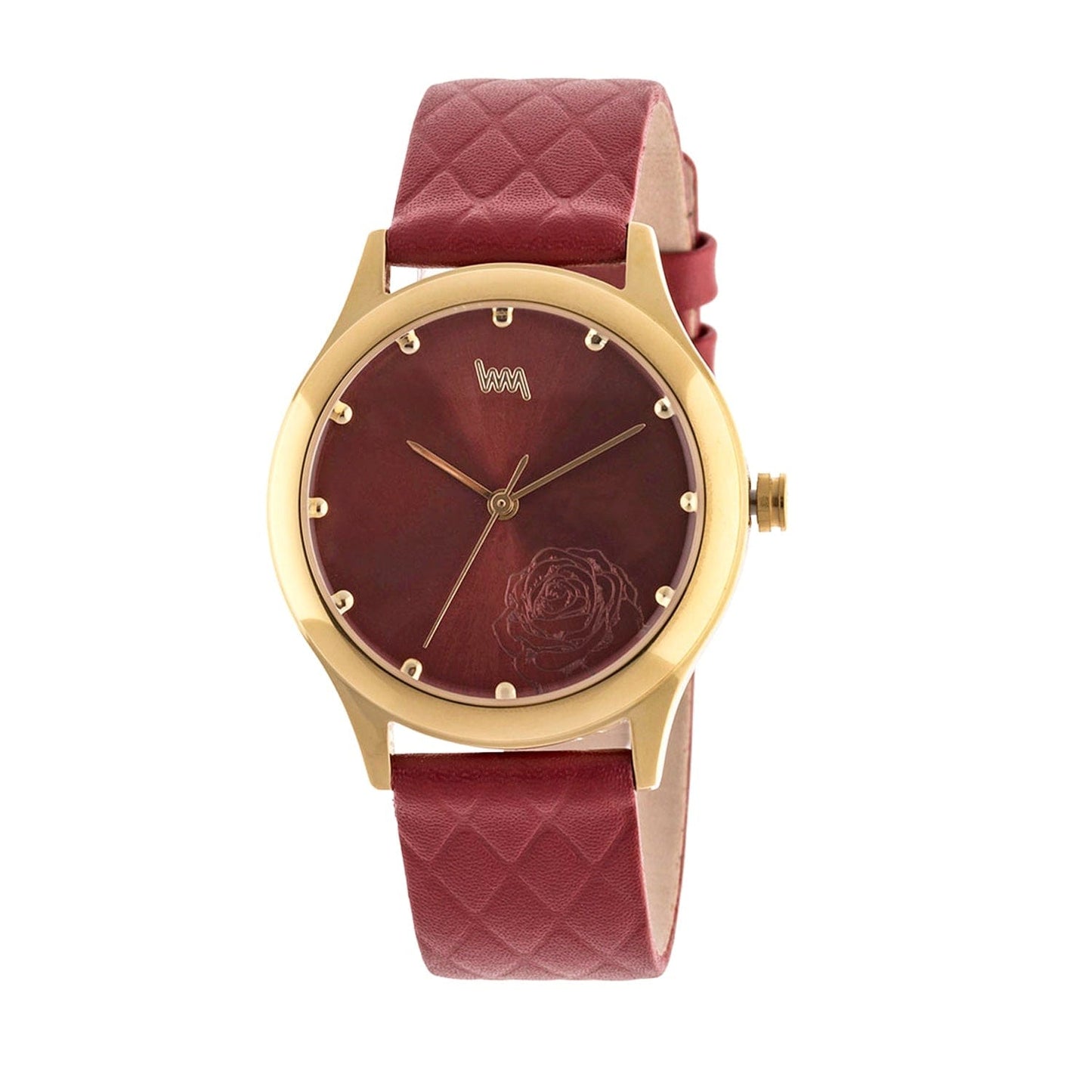 Women's Gold Case, Red Dial, Red Leather Strap Watch LWW116A