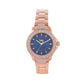 Women's Rose Gold Bling, Blue Dial, Rose Gold Diamond studded Solid Link Bracelet Watch LWWI106E