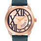 Men's Rose Gold Blue Leather Strap Date Watch KLMO80G