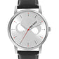 Men’s Silver Dial with Black Leather Strap Analog Watch - BSM003C