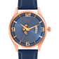 Men's Rose Gold Case, Blue Skeleton Dial, Blue Leather Strap, Date Watch KLMO103A
