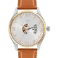 Men's Two-tone, Silver Skeleton Dial, Brown Leather Strap, Date Watch KLMO103D
