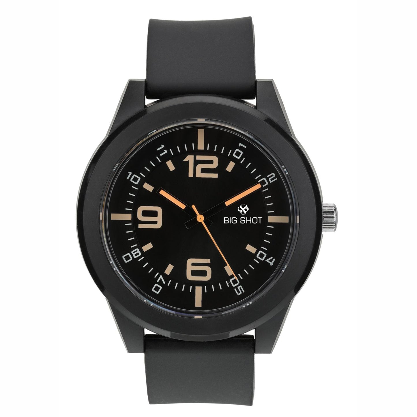 Men’s Black Dial Analog Watch with Golden Numerals & Black Silicone Strap - BSM021A