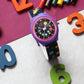 Kids’ Black Dial Analog Watch with Space Print Silicone Strap - JJ207