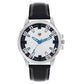 Men’s White Textured Dial with Black Leather Strap Analog Watch - BSM073E