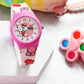 Kids’ Pink Dial Analog Watch with Cartoon Kitty Silicone Strap - JJ209