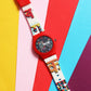 Kids’ Hindi Alphabet Theme Analog Watch with Red Case & White Silicone Strap - JJ213