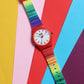 Kids’ White Dial Analog Watch with Rainbow Silicone Strap - JJ204