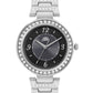 Women’s Black Dial Silver Bracelet Watch with Crystal Bezel - D004A
