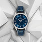 Men’s Analog Watch – Grey Textured Dial with Blue Strap & Blue Hands - ELFM001A