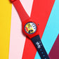 Kids’ Colorful Dial Analog Watch with Red & Blue Silicone Strap - JJ203