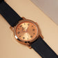 Men’s Rose Gold Dial Analog Watch with Navy Blue Leather Strap - BSM005E