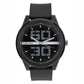 Men’s Black Dial Analog Watch with Digital-Style Markers & Black Silicone Strap - BSM020E