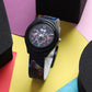 Kids’ Black Dial Analog Watch with Gaming Print Silicone Strap and Black Case - JJ202