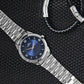 Men’s Analog Watch – Blue Roman Dial with Stainless Steel Strap - ELFM002D