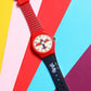 Kid’s Airplane Graphic Dial Analog Watch with Red Case & Dual-Tone Silicone Strap - JJ231
