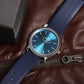 Men’s Stylish Blue Dial Analog Watch with Premium Blue Leather Strap