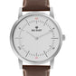 Men’s White Dial with Brown Leather Strap Classic Analog Watch - BSM002A