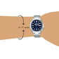 Analog Blue Dial Clear Band Men's Stainless Steel Watch-SRPE53K1